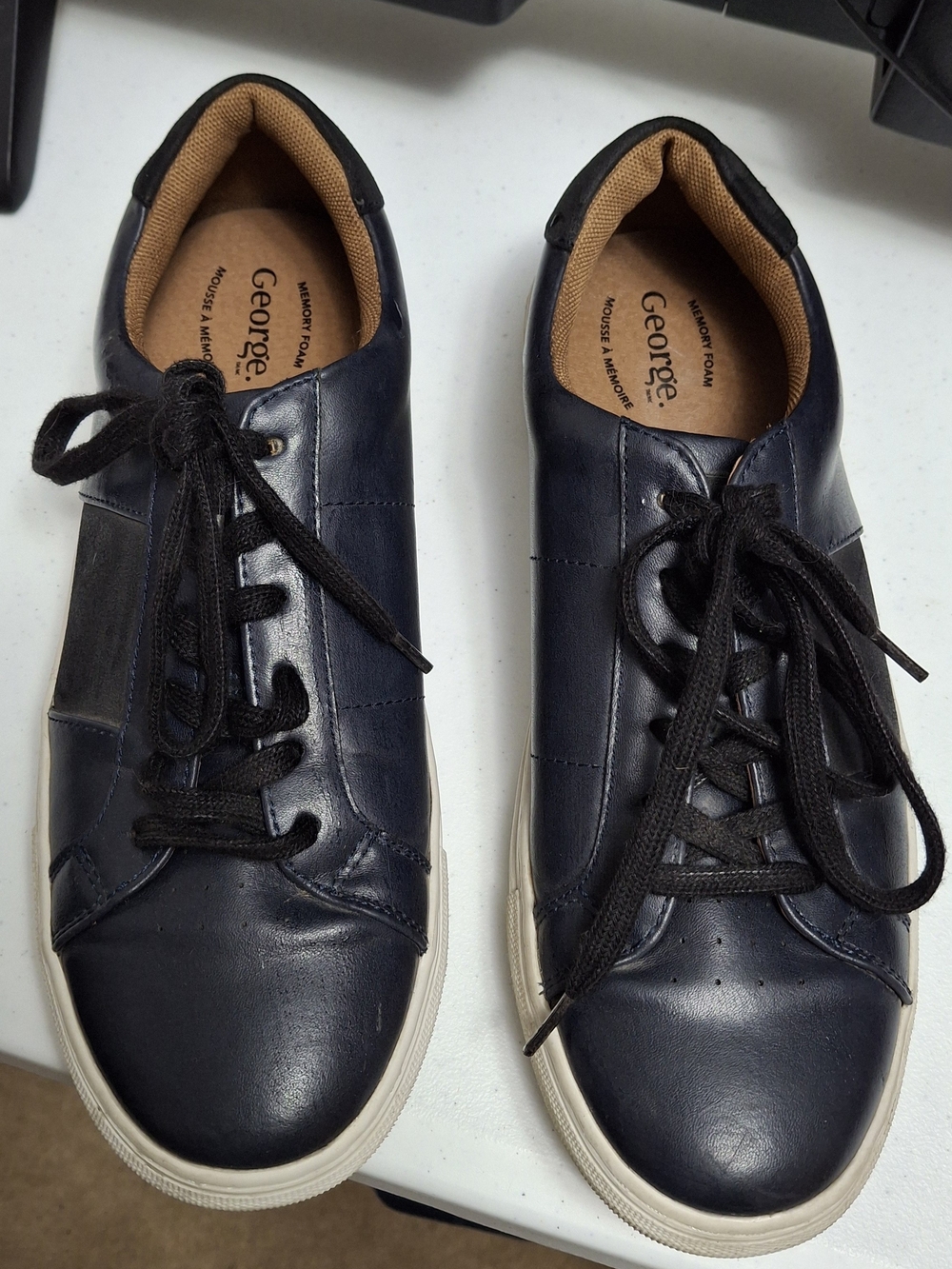 George Men's Memory Foam Low-Top Casual Sneakers - Navy Blue (Size 7)